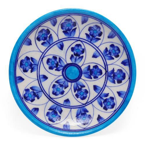 Plates-5” | Blue leaves and Flowers on White Base Plate 5 Plates Plates-5''