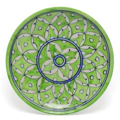 Plates-6” | White Leaves on Green Base Plate 6 Plates Plates-6''