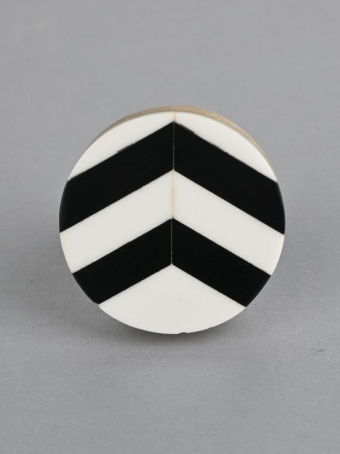 Resin Ornamented Wooden Knobs | Handmade Round Shape Resin Black & White Cabinet Drawer Cabinet Knobs Resin Ornamented Wooden Knobs