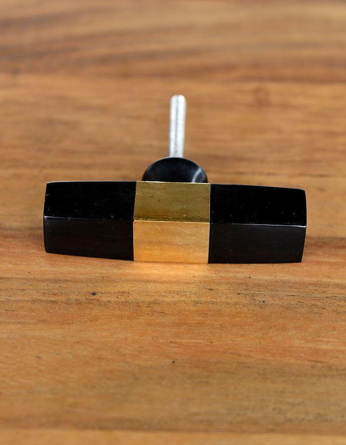 Resin Ornamented Wooden Knobs | Unique Rectangular Black Kitchen Cabinet With Brass Metal Cabinet Knobs Resin Ornamented Wooden Knobs