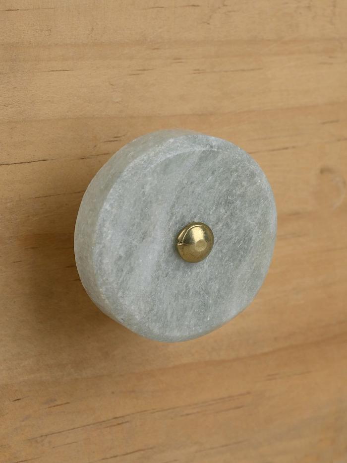 Stone Knobs | Round Marbled Light Grey Texture Stone Cupboard Drawer Cabinet Knobs Stone Knobs