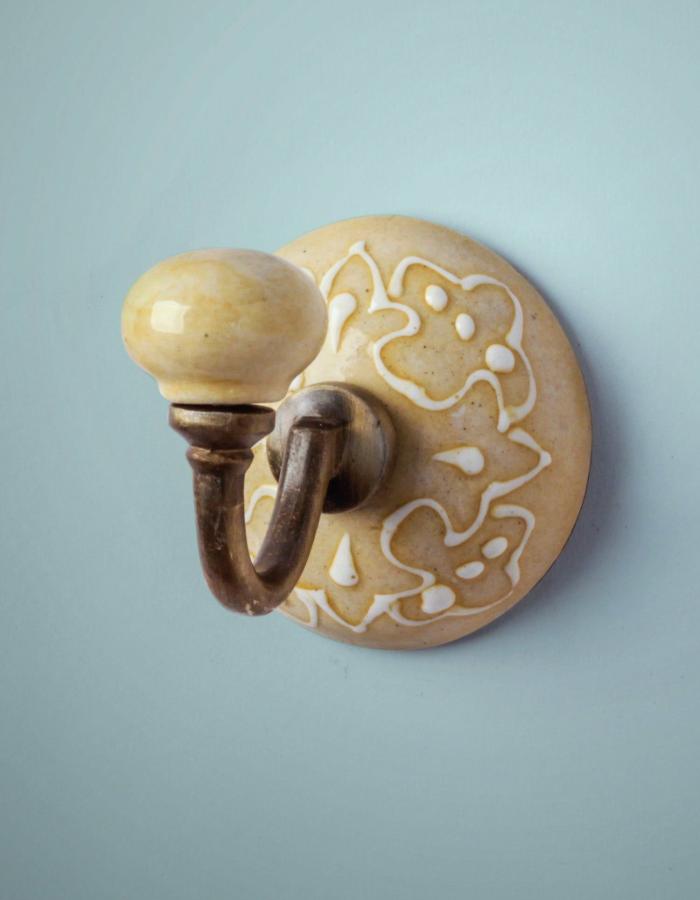 Wall Hooks | Handmade Ceramic Round Wall Hook – Yellow Color Hooks/Hangers Wall Hooks