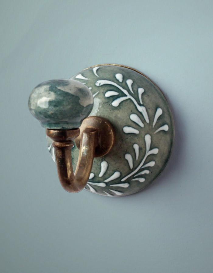 Wall Hooks | Handmade Floral Design Ceramic Round Wall Hook Hooks/Hangers Wall Hooks