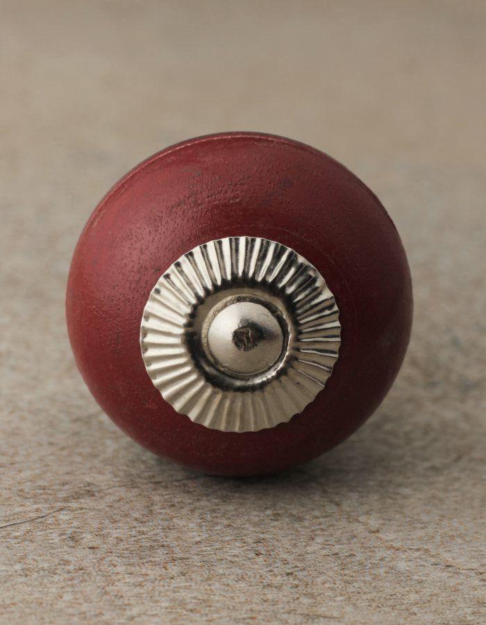 Wooden Knobs | Red and Dark Red Wooden with Light Brown Double Stripes Cabinet Knobs Wooden Knobs