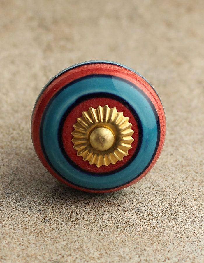 Ceramic Knobs | Blue And Red Spiral Hand Painted Ceramic Kitchen Cabinet Drawer Cabinet Knobs Ceramic Knobs