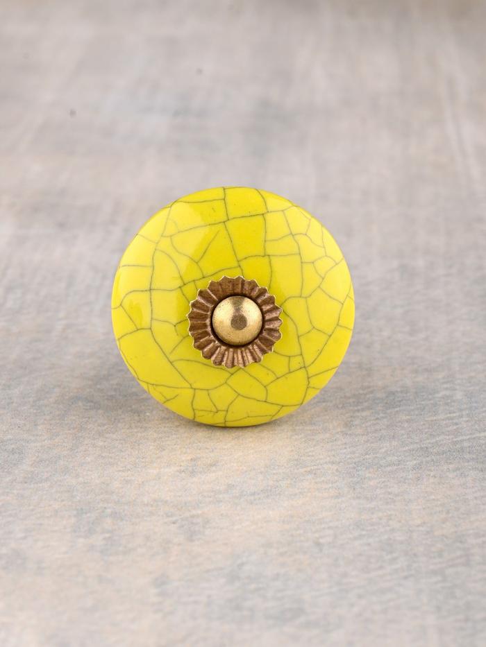 Ceramic Knobs | Yellow Cracked Round Ceramic Cabinet Cabinet Knobs Ceramic Knobs