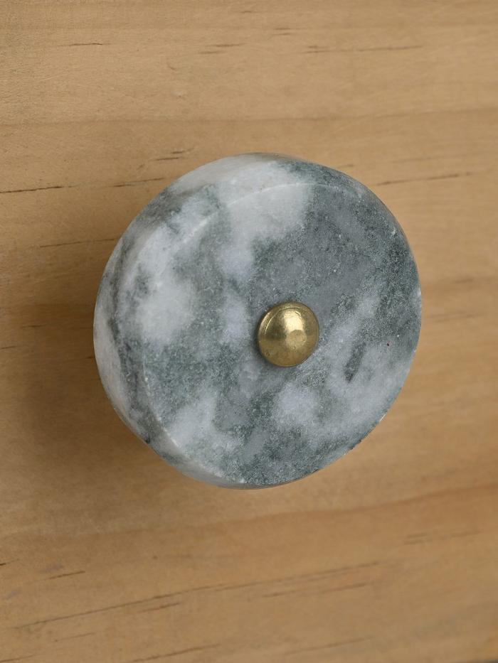 Stone Knobs | Round Marbled Grey and White Color Stone Cupboard Drawer Cabinet Knobs Stone Knobs