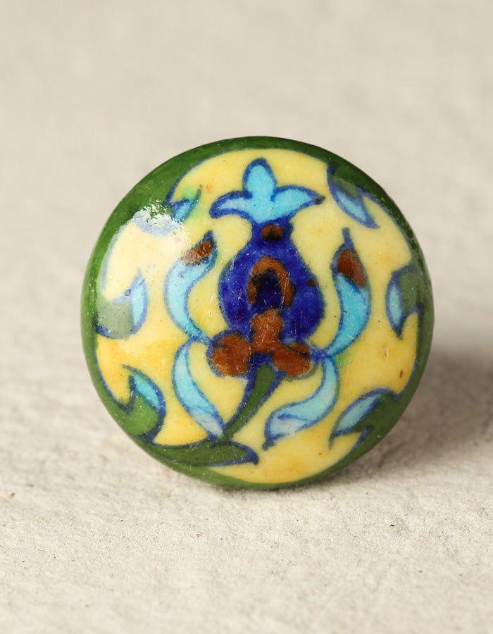 Knobco Knobs | Multicolor Floral Print On White Ceramic Blue Pottery Drawer Cabinet Knobs Knobco Knobs