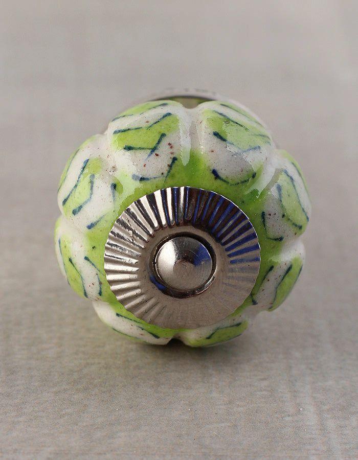 Melon Knobs | Green And White Ceramic Drawer Cabinet Cabinet Knobs Melon Knobs